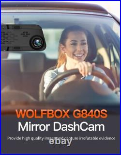 WOLFBOX 12 G840S Mirror 4K Dash Cam Backup Camera 2160P Full HD Free SD & GPS WOLFBOX 12 G840S Mirror 4K Dash Cam Backup Camera 2160P Full HD Free SD & GPS