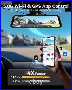 WOLFBOX 4K 12 G850 PRO Dash Cam Mirror Car Rear View Dual Camera Night Vision