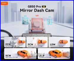 WOLFBOX 4K 12 G850 PRO Dash Cam Mirror Car Rear View Dual Camera Night Vision