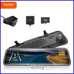 WOLFBOX 4K 12 Mirror Dash Cam WDR Backup Camera With Super Night Vision