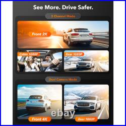 WOLFBOX Car DVR Video Recorder 12 Media Rearview Mirror 3 Channel GPS Dash Cam