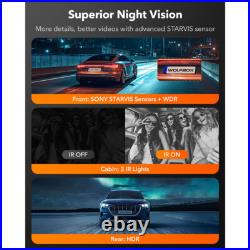 WOLFBOX Car DVR Video Recorder 12 Media Rearview Mirror 3 Channel GPS Dash Cam