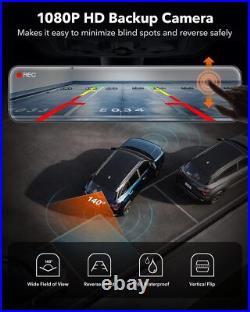 WOLFBOX Car DVR Video Recorder 12 Media Rearview Mirror 3 Channel GPS Dash Cam