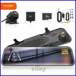 WOLFBOX G840S 12 4k Dash Cam Car With Free SD Mirror Cameras Front and Rear