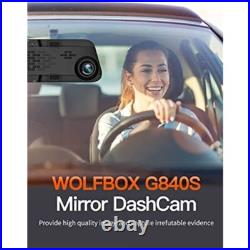WOLFBOX G840S 12 4k Dash Cam Car With Free SD Mirror Cameras Front and Rear