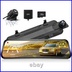 WOLFBOX G930 10 Rear View Mirror Camera 4K+1080P Dash Cam Front and Rear Camera
