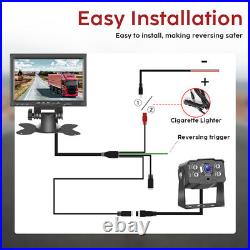 Wire Backup Rear View Camera System 7 Monitor Night Vision For RV Truck Bus Set