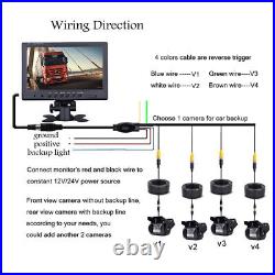 Wired 9 Monitor Car Rear View System Backup Reverse Camera Night Vision Cam Kit