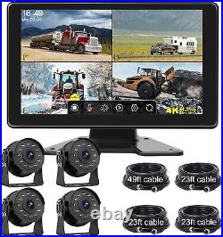 Wired Backup Camera System 9'' Split Touchscreen LCD 4X 1080P Waterproof Cams