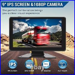 Wired Backup Camera System 9'' Split Touchscreen LCD 4X 1080P Waterproof Cams
