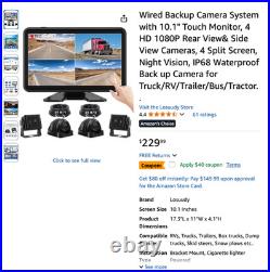 Wired Backup Camera System with 10.1 Touch Monitor, 4 HD 1080P Rear-OB