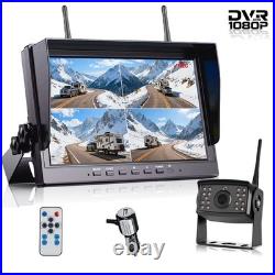 Wireless 10.1 DVR 4 Split Monitor 1080P Rear View Camera for Truck RV Trailer