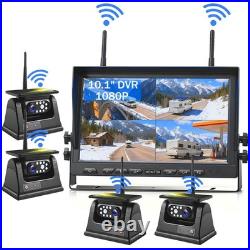 Wireless 10.1 DVR Monitor RV Truck Boat Magnetic Solar HD 1080P Backup Camera