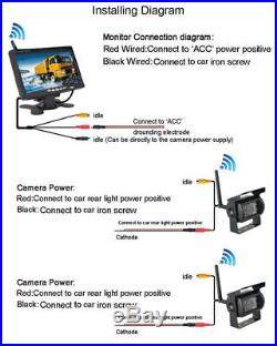 Wireless 7 LCD Monitor RV Truck Harvester HD Rear View Kit + 2x Backup Camera