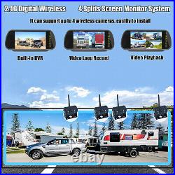 Wireless 7 Mirror Monitor DVR 1080p Backup Camera for Caravan Trailer Rear View