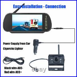 Wireless 7 Mirror Monitor DVR 1080p Backup Camera for Caravan Trailer Rear View