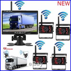 Wireless 7 Monitor+Rear/Side View Backup Camera4 System For Truck VAN Trailer
