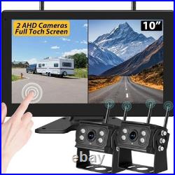 Wireless Backup Camera 10 Inch Touchable 4 CH Monitor System, 2 HD 1080P IP69K