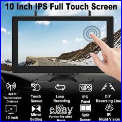 Wireless Backup Camera 10 Inch Touchable 4 CH Monitor System, 2 HD 1080P IP69K