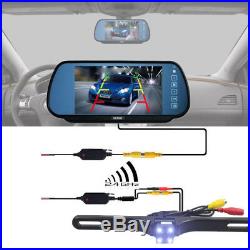 Wireless Car Rear View Kit 7 LCD Mirror Monitor + Ir Back Up Camera