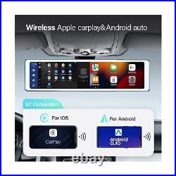 Wireless Carplay Android Auto Dash Cam, 11.26 Rear View Mirror Camera Fro