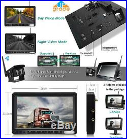 Wireless Digital 7 Split Monitor Backup Dual Rear View Camera VAN Truck Caravan