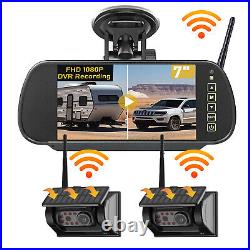 Wireless RV Backup Camera Solar Magnetic 7 DVR Monitor for Car Truck Camper Bus