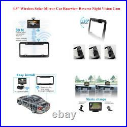 Wireless Solar Digital Backup Camera Mirror Car Rear View Reverse Night Vision