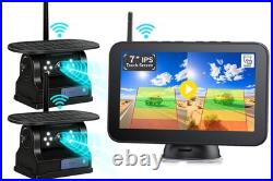 Wireless Truck/RV 1080P Backup Camera System Touchscreen Monitor Solar Magnetic