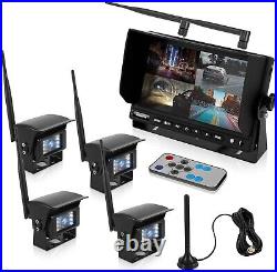 Wireless Vehicle Backup 4-Camera 7 Quad DVR Monitor System Truck RV Van Trailer