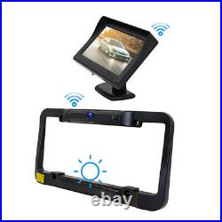 Wireless Waterproof License Plate Frame Camera 4.3 Mirror Car Rear View Reverse